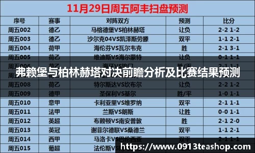 弗赖堡与柏林赫塔对决前瞻分析及比赛结果预测